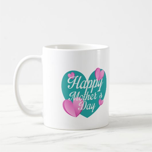 Happy Mütter Tag mit Liebe und Herz Kaffeetasse (Links)