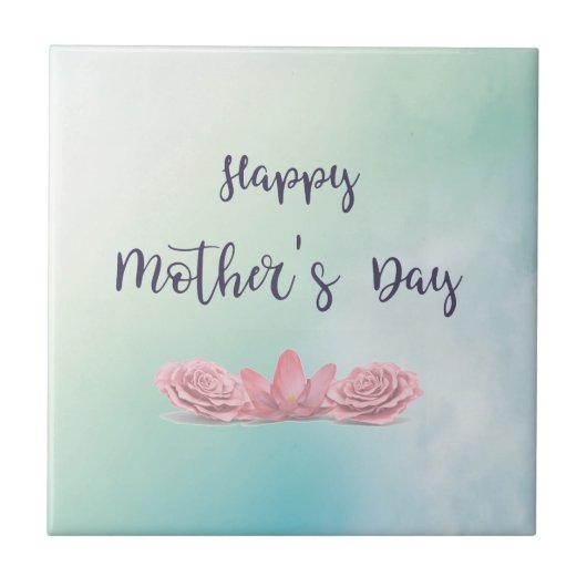 Happy-Mütter-Tag mit rosa-Blume Fliese (Vorderseite)