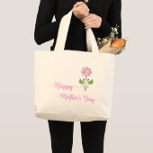 Happy-Mütter-Tag mit rosa-Blume Jumbo Stoffbeutel (Vorderseite (Produkt))