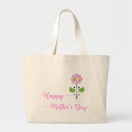 Happy-Mütter-Tag mit rosa-Blume Jumbo Stoffbeutel (Vorne)