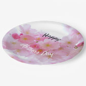 Happy Mütter Tag rosa Kirschbaum Pappteller (Schrägansicht)