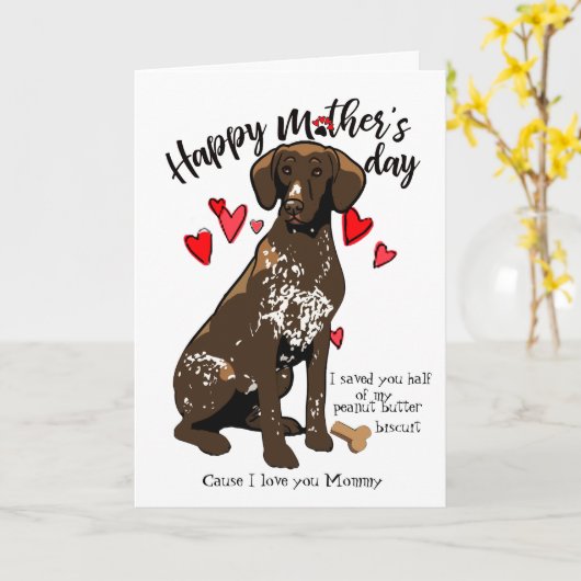 Happy Mütters Day Card - Ihr Kurzer Hair Pointer Karte (Gelbe Blume)