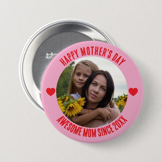 Happy Mutter's Day I Liebe you Mom Button (Vorne & Hinten)
