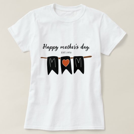 Happy Mutter's day l Modern Heart l Mama l Black T-Shirt (Design vorne)