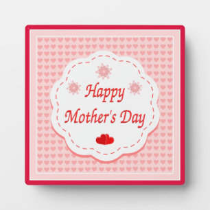 "HAPPY MUTTER'S DAY" PINK HEARTS FOTOPLATTE