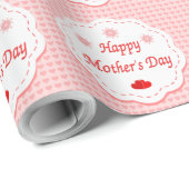 "HAPPY MUTTER'S DAY" PINK HEARTS GESCHENKPAPIER (Rolleneckpunkt)