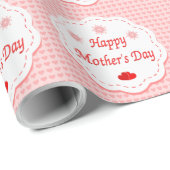 "HAPPY MUTTER'S DAY" PINK HEARTS GESCHENKPAPIER (Rolleneckpunkt)