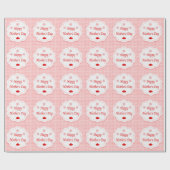 "HAPPY MUTTER'S DAY" PINK HEARTS GESCHENKPAPIER (Flach)