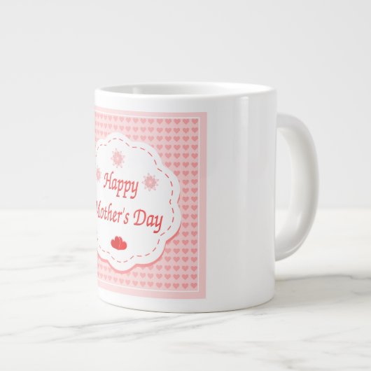 "HAPPY MUTTER'S DAY" PINK HEARTS Jumbo-Tasse (Vorderseite Rechts)