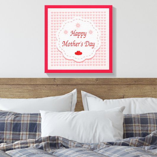 "HAPPY MUTTER'S DAY" PINK HEARTS LEINWANDDRUCK (Insitu (Schlafzimmer))