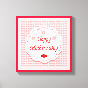 "HAPPY MUTTER'S DAY" PINK HEARTS LEINWANDDRUCK