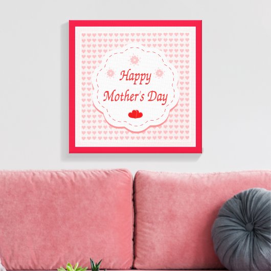 "HAPPY MUTTER'S DAY" PINK HEARTS LEINWANDDRUCK (Insitu (Wohnzimmer))