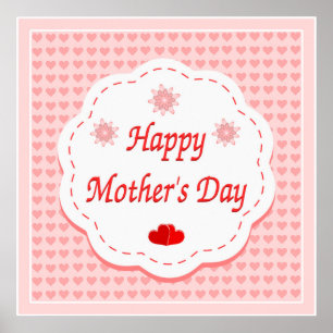 "HAPPY MUTTER'S DAY" PINK HEARTS POSTER