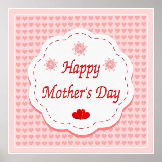"HAPPY MUTTER'S DAY" PINK HEARTS POSTER (Vorne)