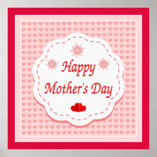 "HAPPY MUTTER'S DAY" PINK HEARTS POSTER