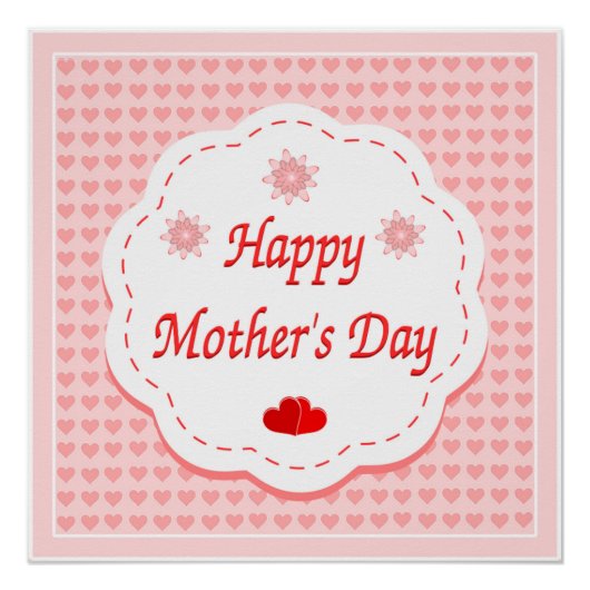 "HAPPY MUTTER'S DAY" PINK HEARTS POSTER (Vorderseite)