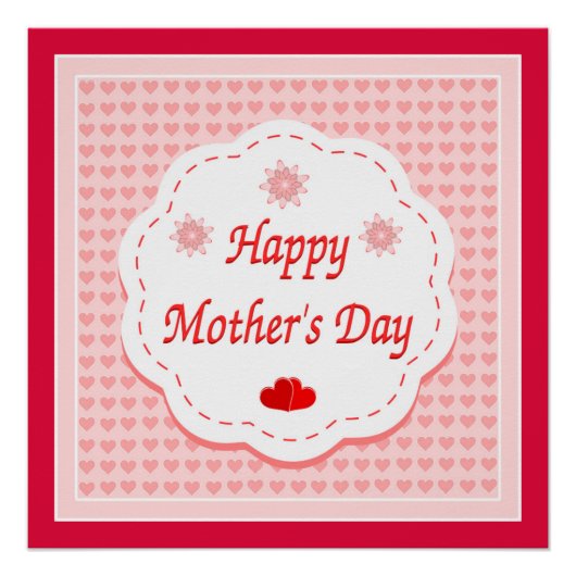 "HAPPY MUTTER'S DAY" PINK HEARTS POSTER (Vorderseite)