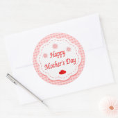 "HAPPY MUTTER'S DAY" PINK HEARTS RUNDER AUFKLEBER (Umschlag)