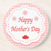 "HAPPY MUTTER'S DAY" PINK HEARTS SANDSTEIN UNTERSETZER (Vorne)