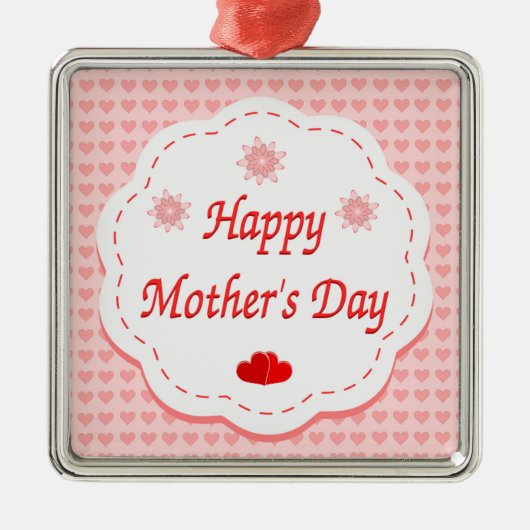 "HAPPY MUTTER'S DAY" PINK HEARTS SILBERNES ORNAMENT (Vorne)