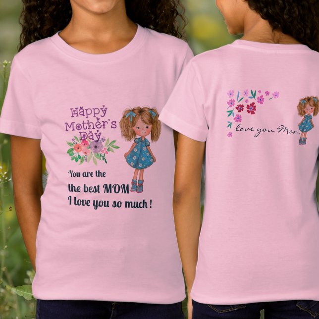 HAPPY MUTTER'S DAY Tochter rosa T-Shirt (HAPPY MOTHER'S DAY daughter pink T-Shirt)