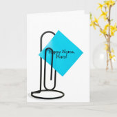 Happy Name Day Note on paper clip Karte (Gelbe Blume)