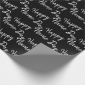 Happy Name Day Text auf schwarz Geschenkpapier (Ecke)