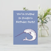 Happy Narwhal Geburtstagsparty Einladung (Stehend Vorderseite)