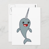 Happy Narwhal Postkarte (Vorne/Hinten)