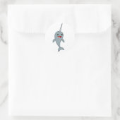 Happy Narwhal Runder Aufkleber (Tasche)