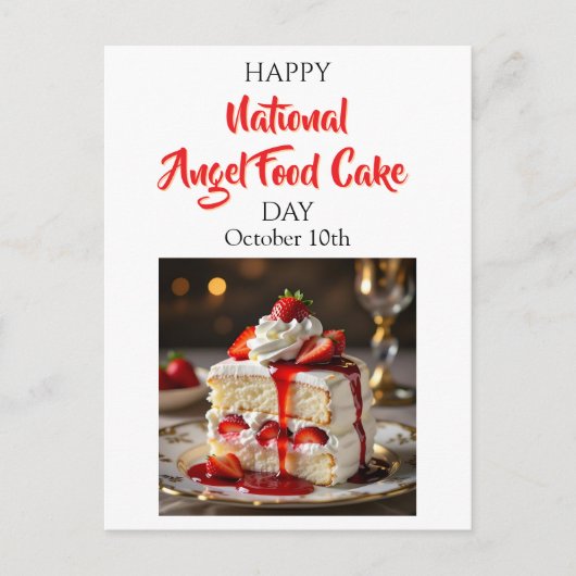 Happy National Angel Food Cake Day! Rezept-Karte Postkarte (Vorderseite)