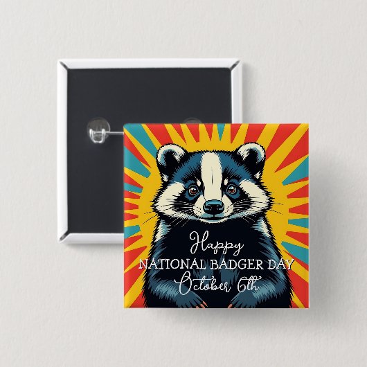 Happy National Badger Day - 6. Oktober Button (Vorne & Hinten)