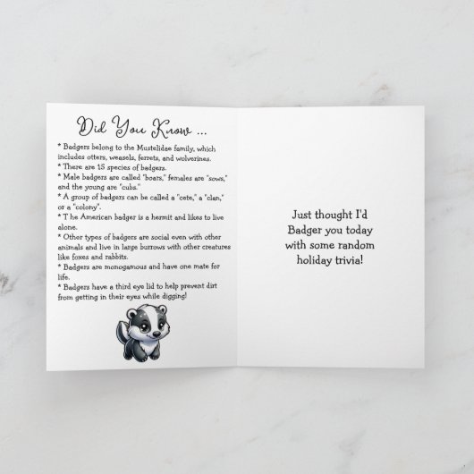 Happy National Badger Day - 6. Oktober Karte (Innenseite)