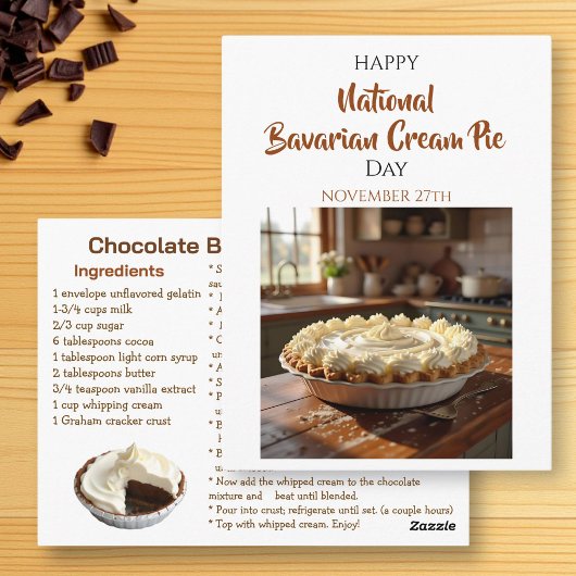 Happy National Bavarian Cream Pie Day! Nov 27th Postkarte