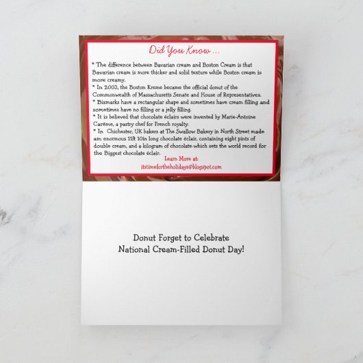 Happy National Cream Filed Donuts Day - 14. Septem Karte (Innenseite)