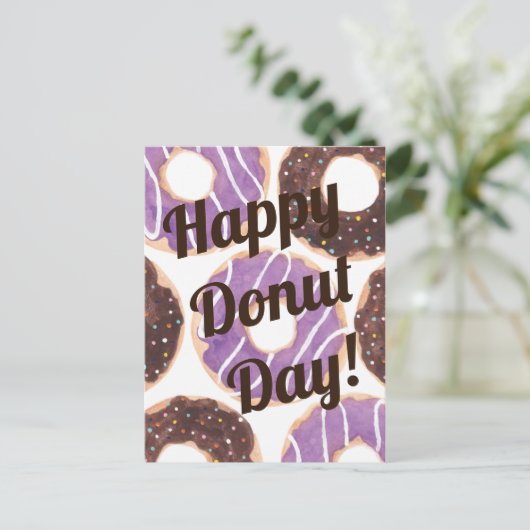 Happy National Donut Day Postcard Postkarte (Stehend Vorderseite)