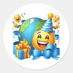 Happy National Emoji Day Runder Aufkleber