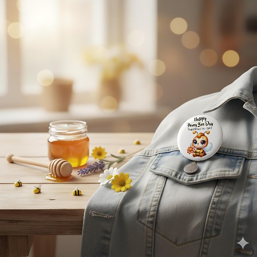 Happy National Honey Bee Day! Button