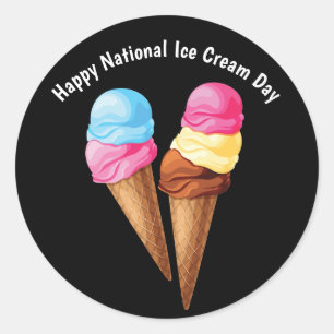Happy National Ice Cream Day Runder Aufkleber
