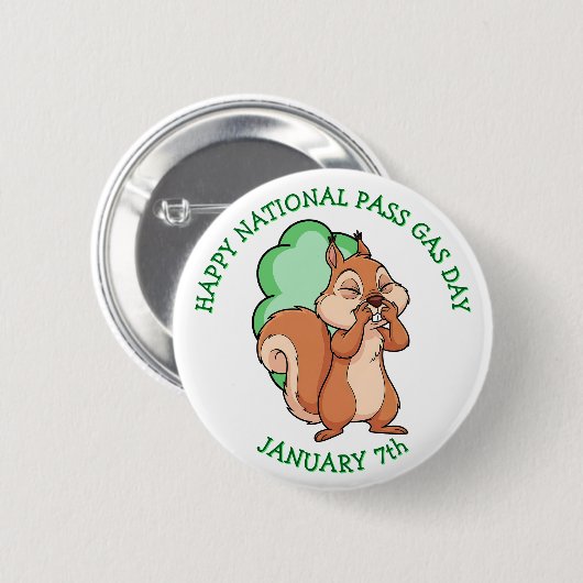 Happy National Pass Gas Day | January 7th Button (Vorne & Hinten)