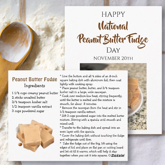 Happy National Peanut Butter Fudge Day | Nov 20th Postkarte