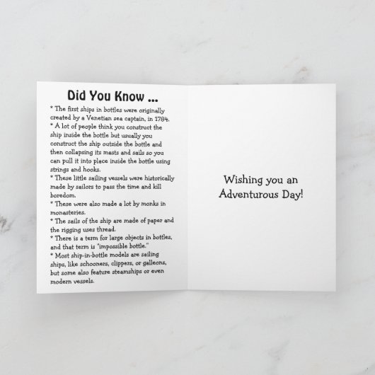 Happy National Ships in Bottles Day - 4. Oktober Karte (Innenseite)