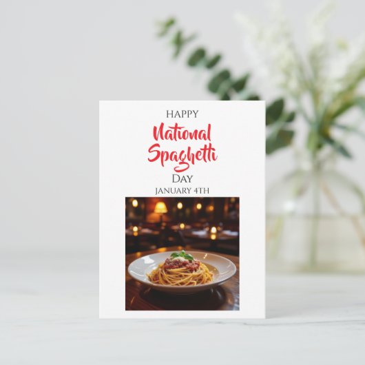 Happy National Spaghetti Day | January 4th Postkarte (Stehend Vorderseite)