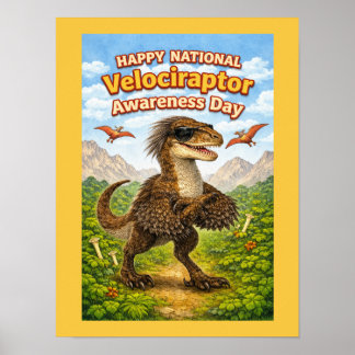 Happy National Velociraptor Awareness Day – Funny  Poster