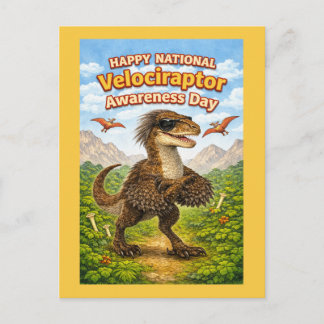 Happy National Velociraptor Awareness Day – Funny  Postkarte