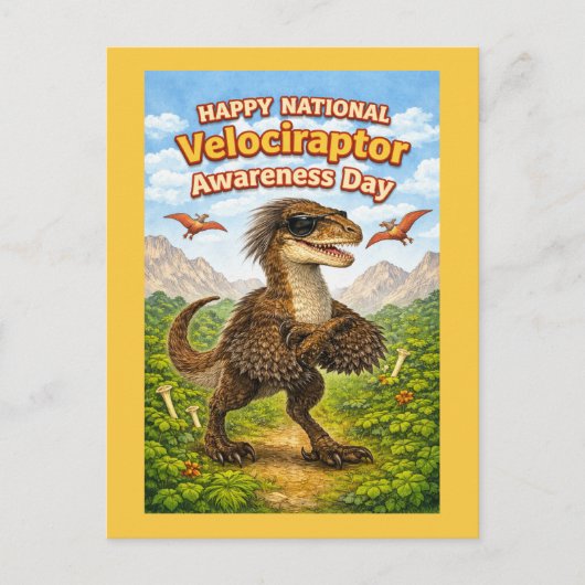 Happy National Velociraptor Awareness Day – Funny Postkarte (Vorderseite)