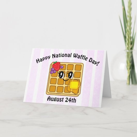 Happy National Waffle Day, Funny Holidays Karte (Vorderseite)