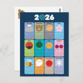 Happy Nature Kawaii 2026 Kalender Postkarte (Vorne/Hinten)