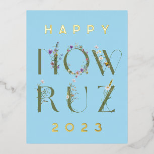 Happy Nawruz 2023 Foil Postcard Folien Feiertagspostkarte