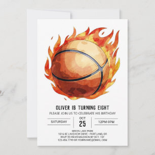 Happy Net Watercolor Basketball Geburtstag Einladung